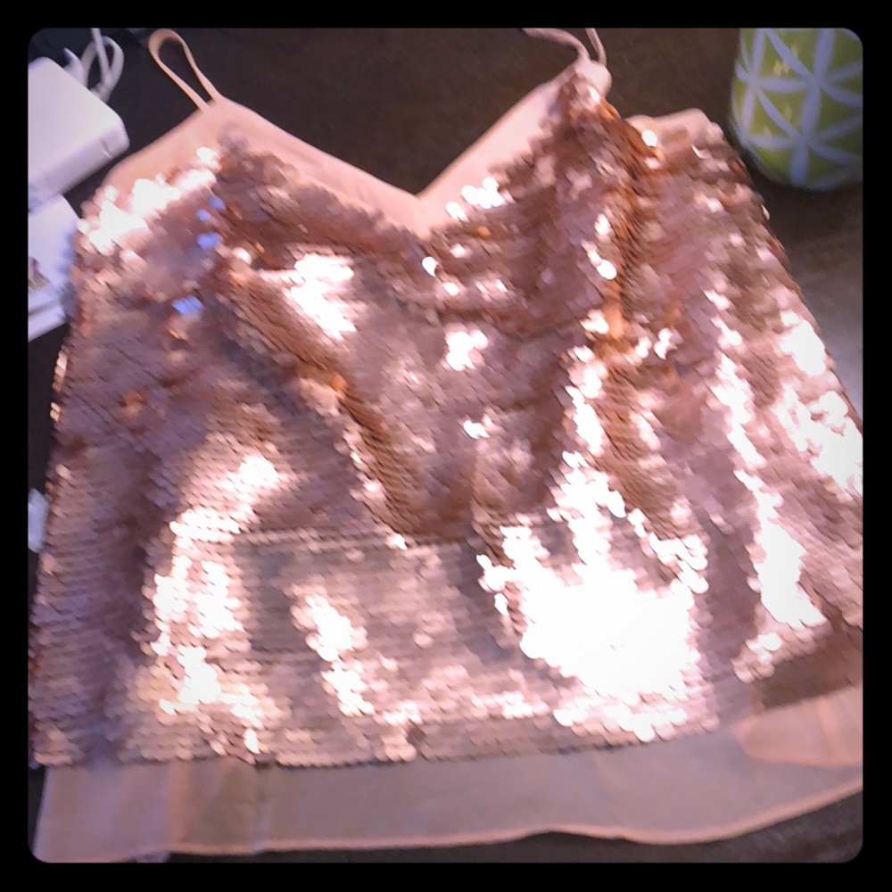 Pink and sequined anthropology shirt